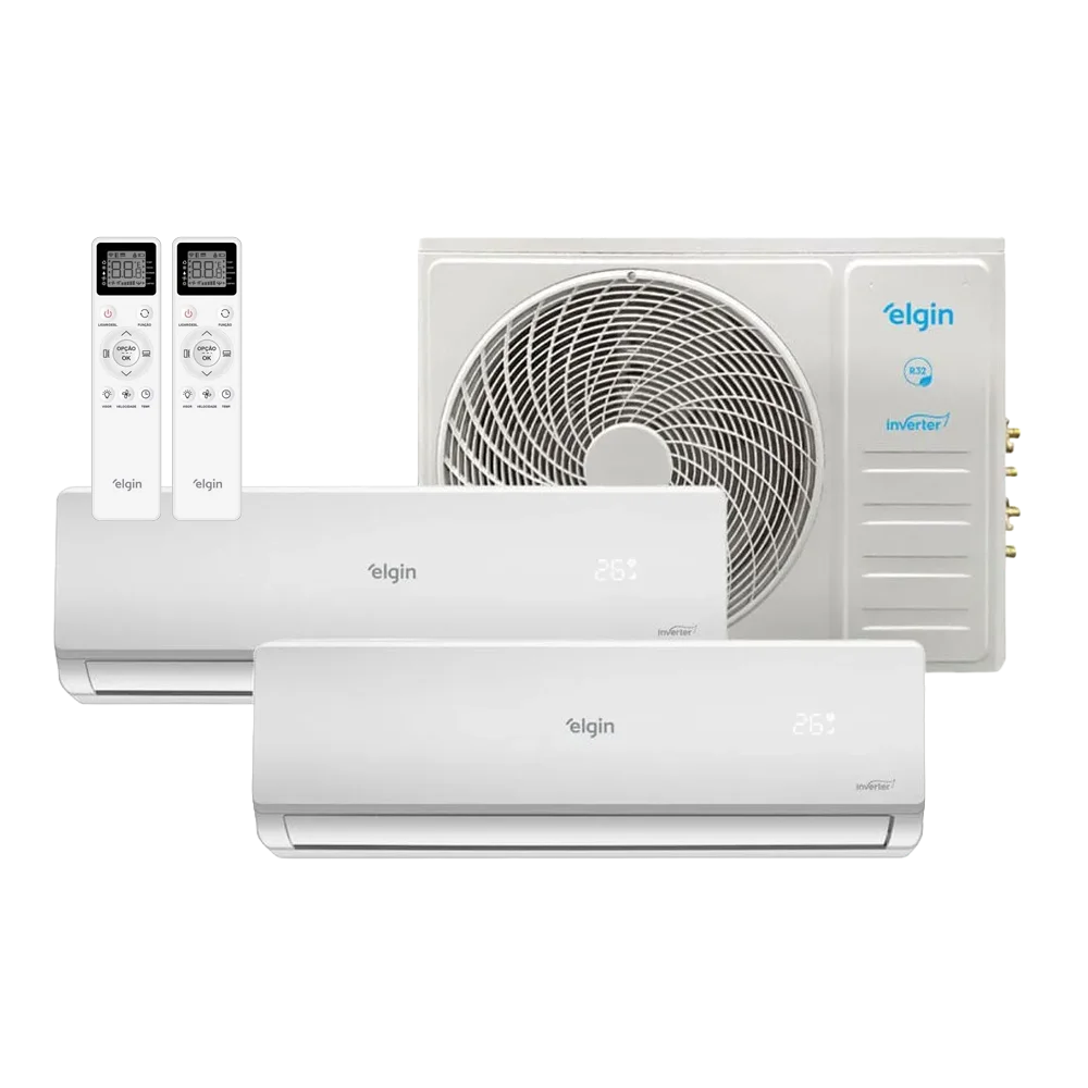 Ar Condicionado Bi Split Inverter Elgin Wi-Fi 18000 Btus (2x Evap HW 12000) Quente e Frio 220v R-32